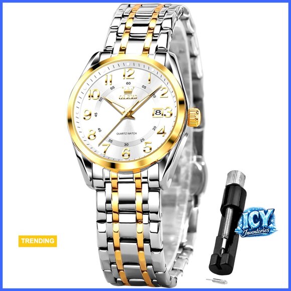 Stainless Steel Quartz Dress Watch Waterproof Luminous Date